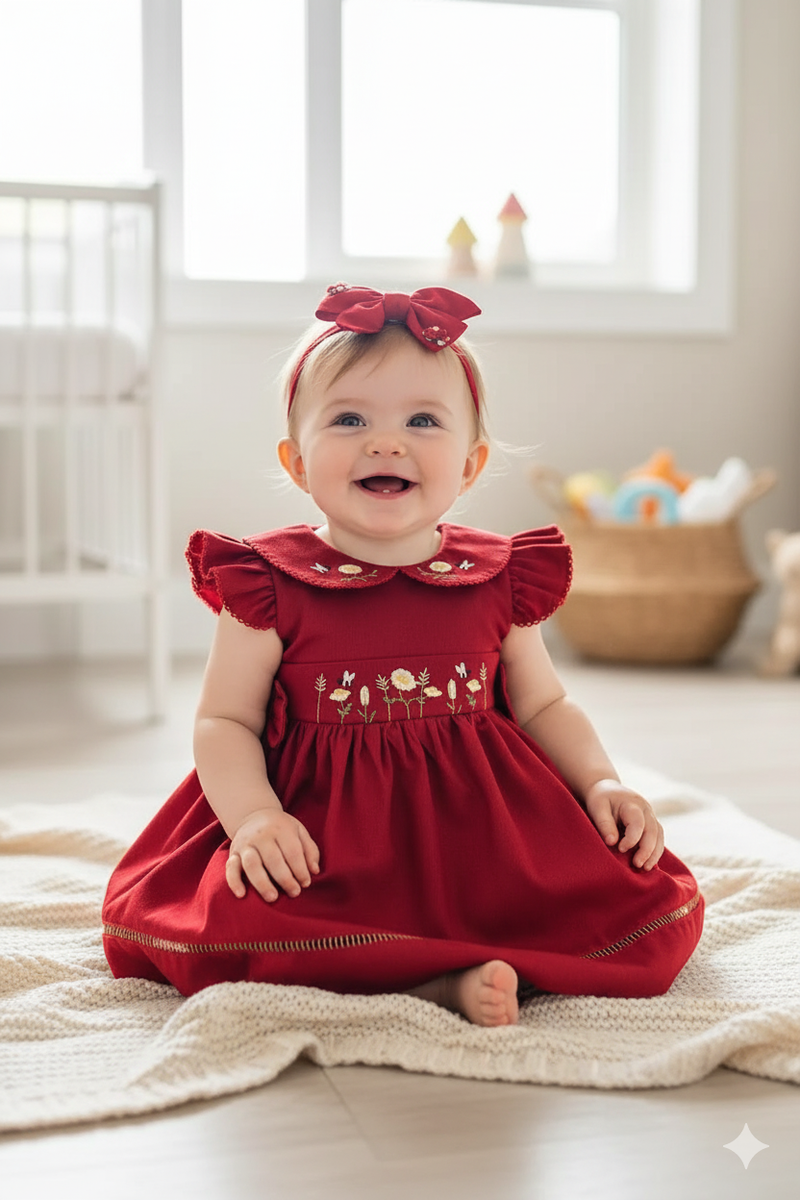 Vestido Bordado Vermelho