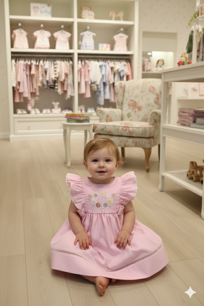 Vestido Bordado Rosa