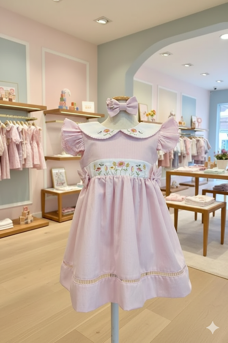 Vestido Bordado Rosa