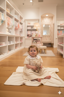 Vestido Gola Bordada Bege