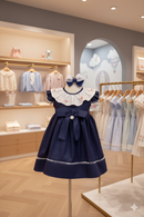 Vestido Premium Bordado – Azul Marinho