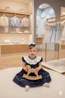 Vestido Premium Bordado – Azul Marinho