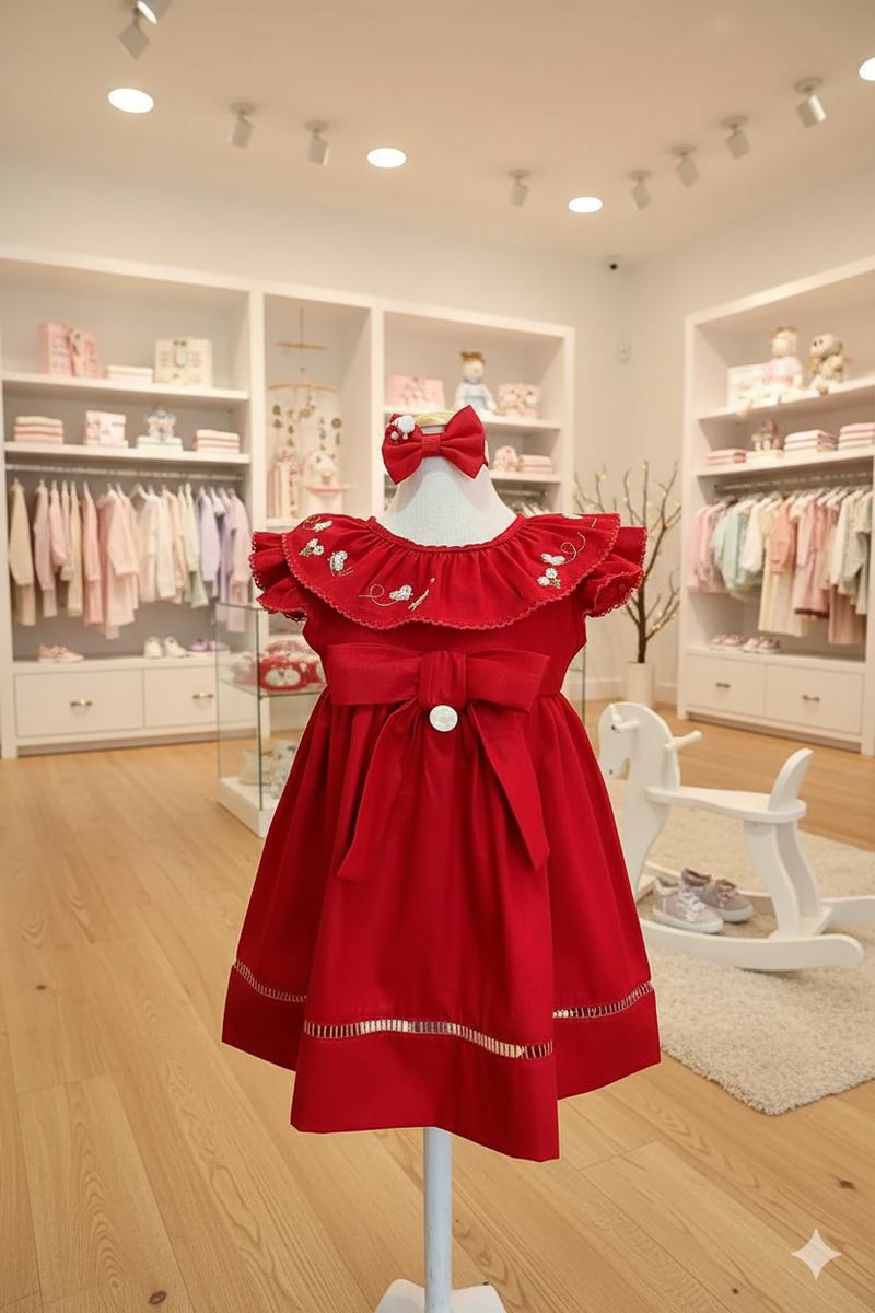 Vestido Premium Bordado  – Vermelho